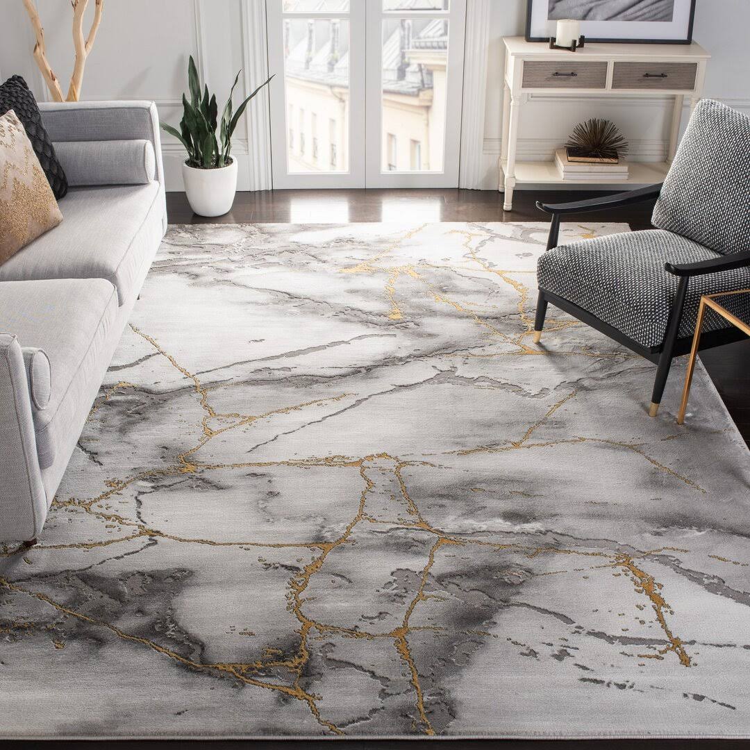 Coupland Abstract Gray/Gold Area Rug Orren Ellis Rug Size Rectangle 4' x 6'